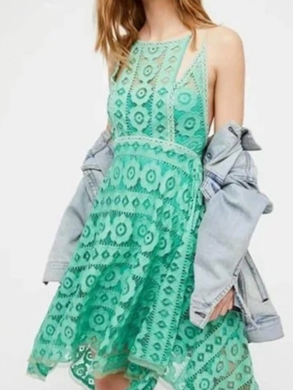 Free People Just Like Honey Green Lace Dress